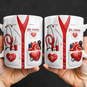 To My Favorite Doctor, Medical Tools and Heartbeat, Medical Coffee Mug 11oz, Perfect Gift for Doctors and Healthcare Workers