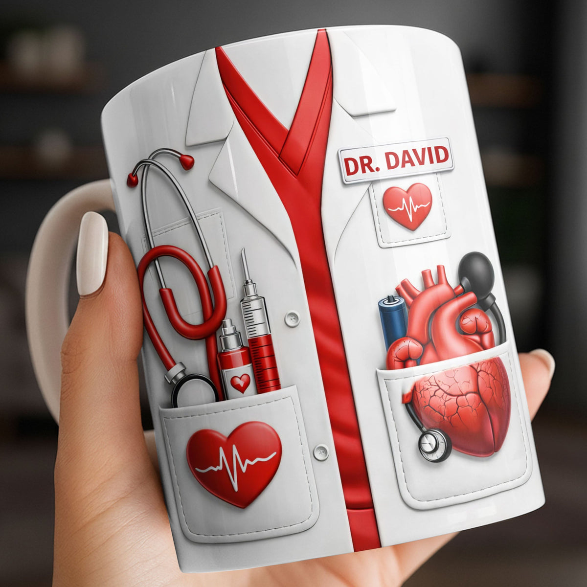To My Favorite Doctor, Medical Tools and Heartbeat, Medical Coffee Mug 11oz, Perfect Gift for Doctors and Healthcare Workers