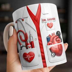To My Favorite Doctor, Medical Tools and Heartbeat, Medical Coffee Mug 11oz, Perfect Gift for Doctors and Healthcare Workers
