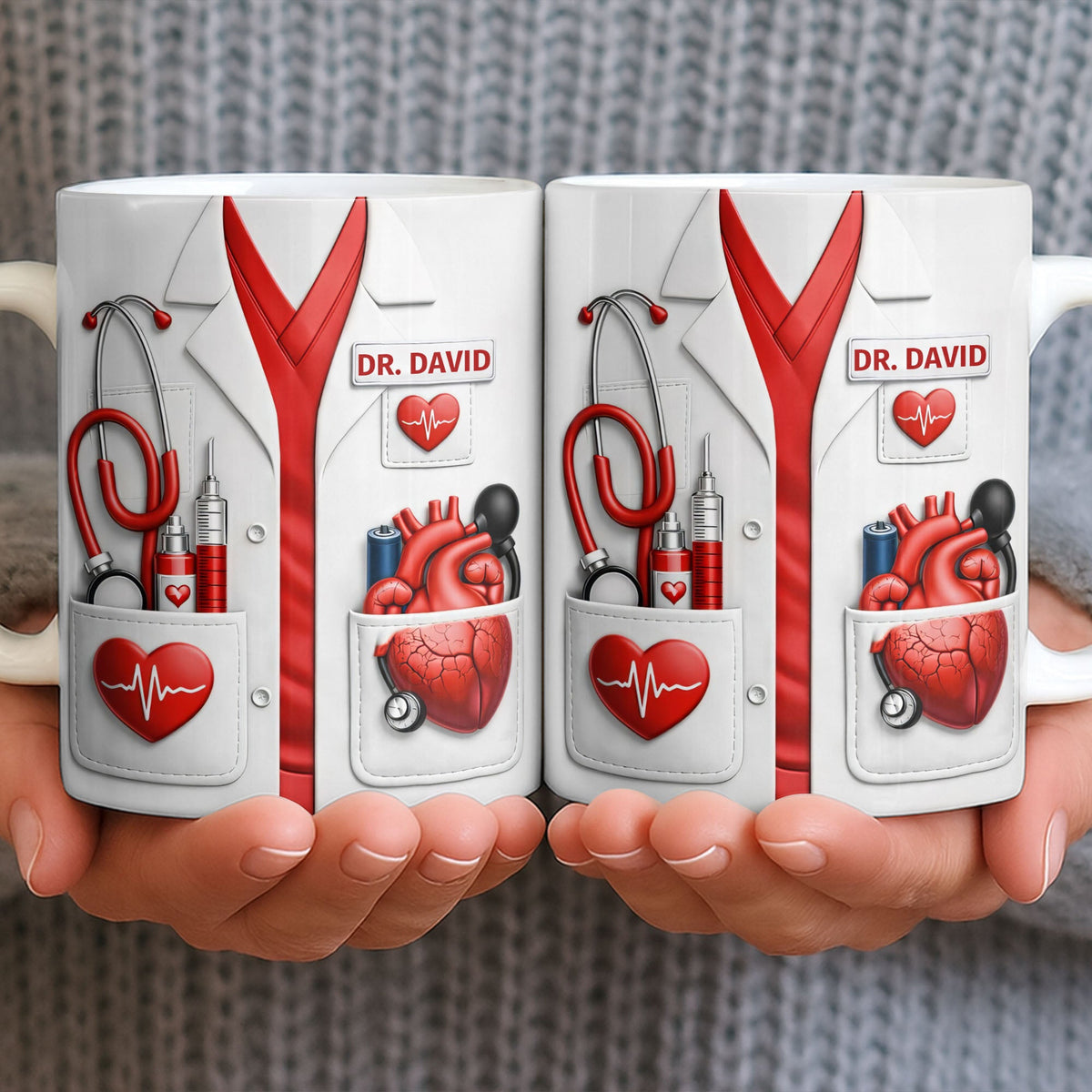 To My Favorite Doctor, Medical Tools and Heartbeat, Medical Coffee Mug 11oz, Perfect Gift for Doctors and Healthcare Workers