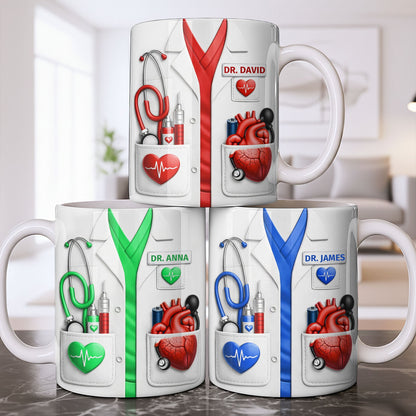 To My Favorite Doctor, Medical Tools and Heartbeat, Medical Coffee Mug 11oz, Perfect Gift for Doctors and Healthcare Workers