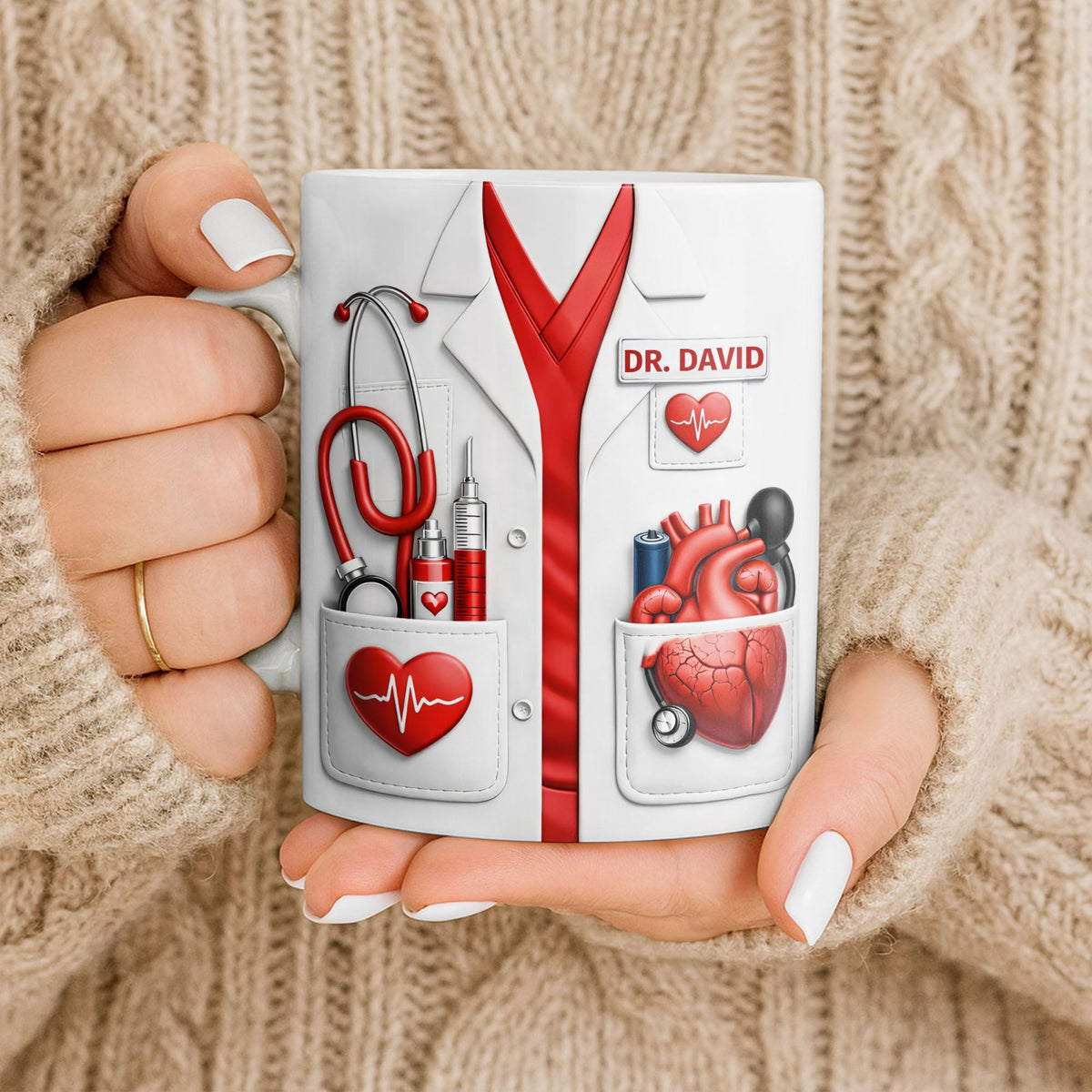 To My Favorite Doctor, Medical Tools and Heartbeat, Medical Coffee Mug 11oz, Perfect Gift for Doctors and Healthcare Workers