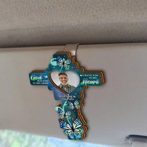 Custom Photo God Has You In His Arms - Personalized Custom Shaped Car Visor Clip - Memorial Car Visor Clip 1 Layer