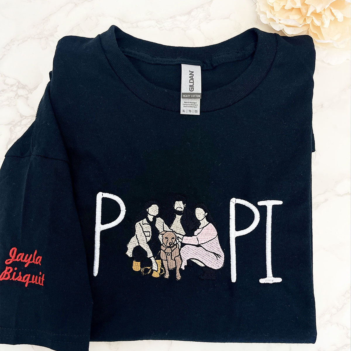 Papa Sweatshirt or Hoodie with Embroidered Dad Photo Portrait, Kids Names on Sleeve, Personalized Fathers Day Gifts from Portrait Photo Sweatshirt, Unique Gifts for Dad