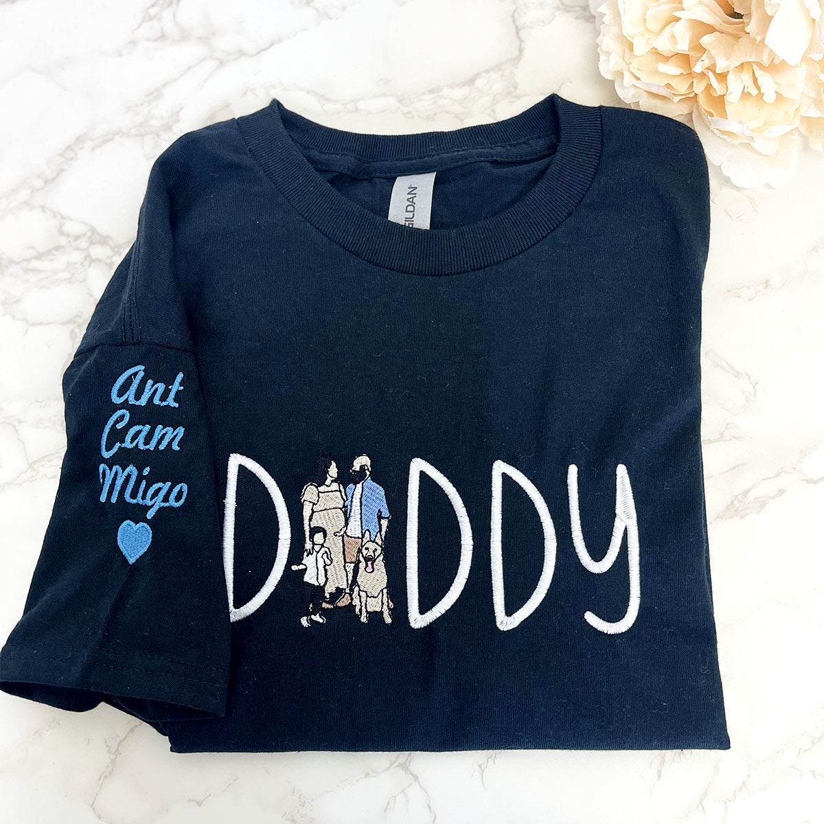 Papa Sweatshirt or Hoodie with Embroidered Dad Photo Portrait, Kids Names on Sleeve, Personalized Fathers Day Gifts from Portrait Photo Sweatshirt, Unique Gifts for Dad