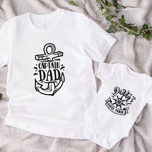 Captain Dad And Daddy's First Mate Matching SHirt, Sailing Father and Son Shirt, Gift For Father