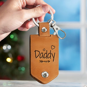 Drive Safe Daddy We Love You - Personalized Leather Photo Keychain