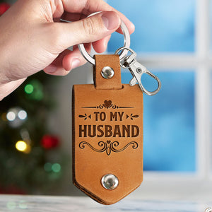 Drive Safe I Need You Here With Me - Personalized Leather Photo Keychain - Birthday Gifts For Men, Husband, Him