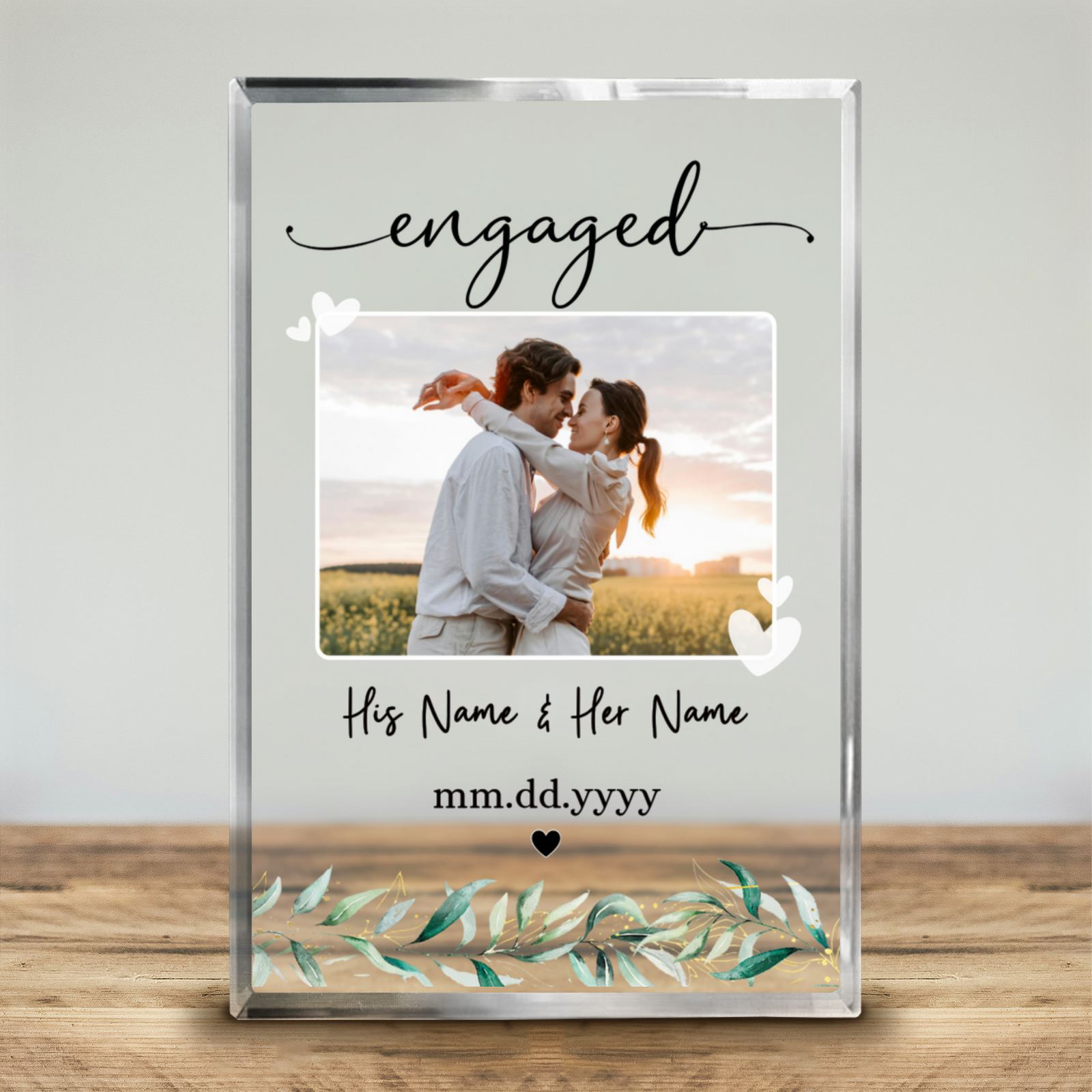 Personalized Engagement Photo Gift, Newly Engaged Couple Acrylic Block, Engagement Gift For Couple, Engaged Plaque, Engagement Keepsake Gift