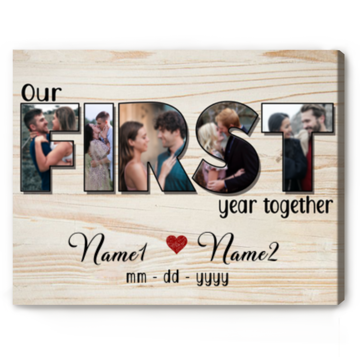 Our First Year Together Personalized Photo Collage Canvas, One Year Anniversary Gifts for Boyfriend, 1st Anniversary Gift for Husband