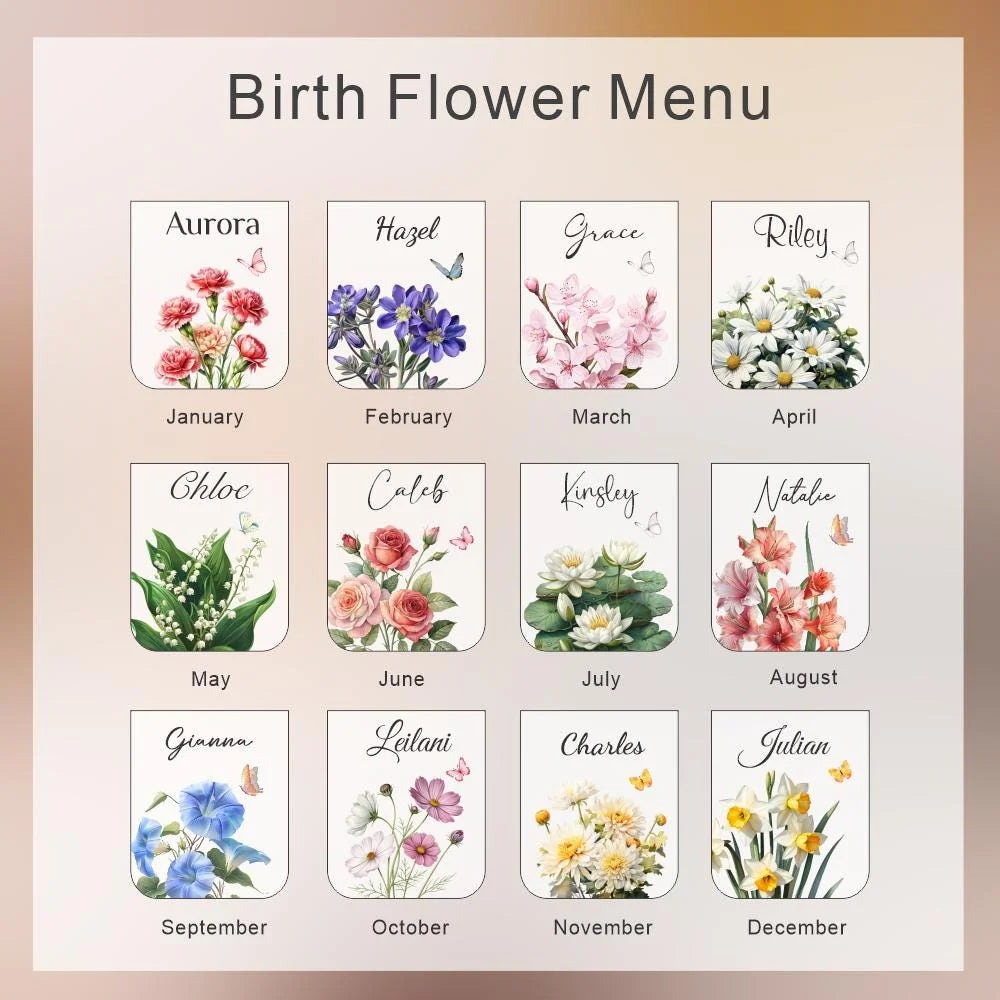 Personalized Magnetic Bookmark with Birth Flower, Custom Leather Name Bookmark, Bridemaid Gift, Book Lovers Gift, Birthday Gift for Friends