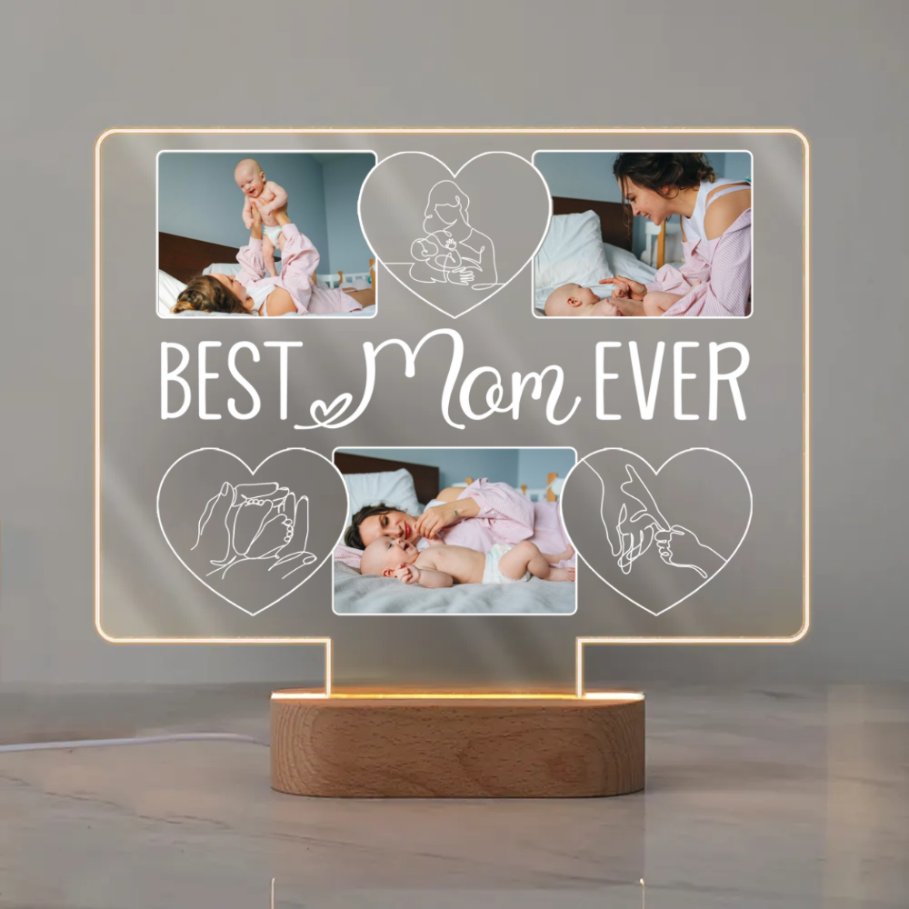 Best Mom Ever Custom Photo Led Night Light, Creative Mother s Day Gifts For Mom, Personalized Useful Gifts For Mom Birthday