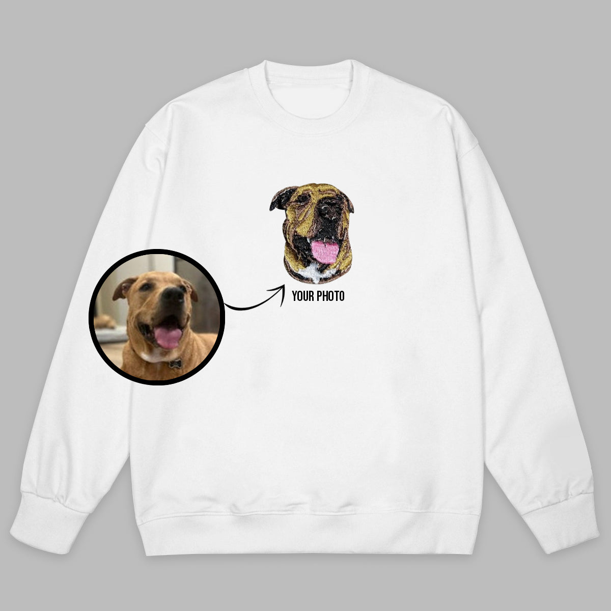 Embroidered Sweatshirt Dog, Custom embroidered portrait Pet From photo Sweatshirt