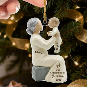 3D Effect First Christmas As Mom Grandma - Personalized Wooden Ornament