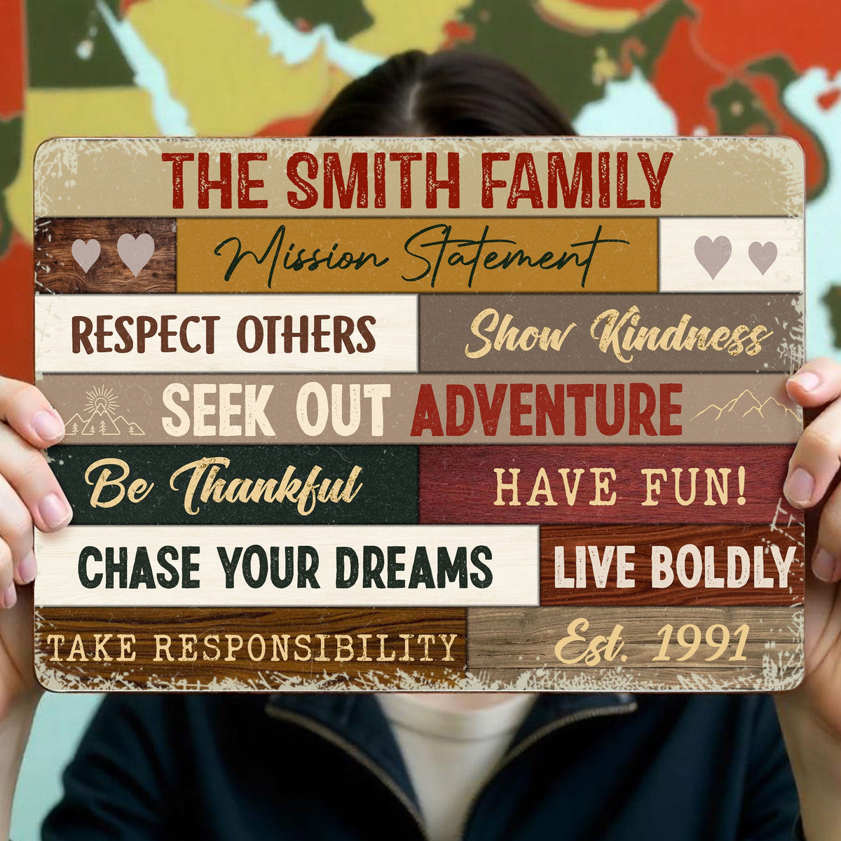 Respect Others And Show Kindness Family Sign, Personalized Metal Sign, Gift For Family