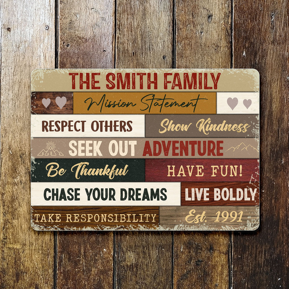 Respect Others And Show Kindness Family Sign, Personalized Metal Sign, Gift For Family