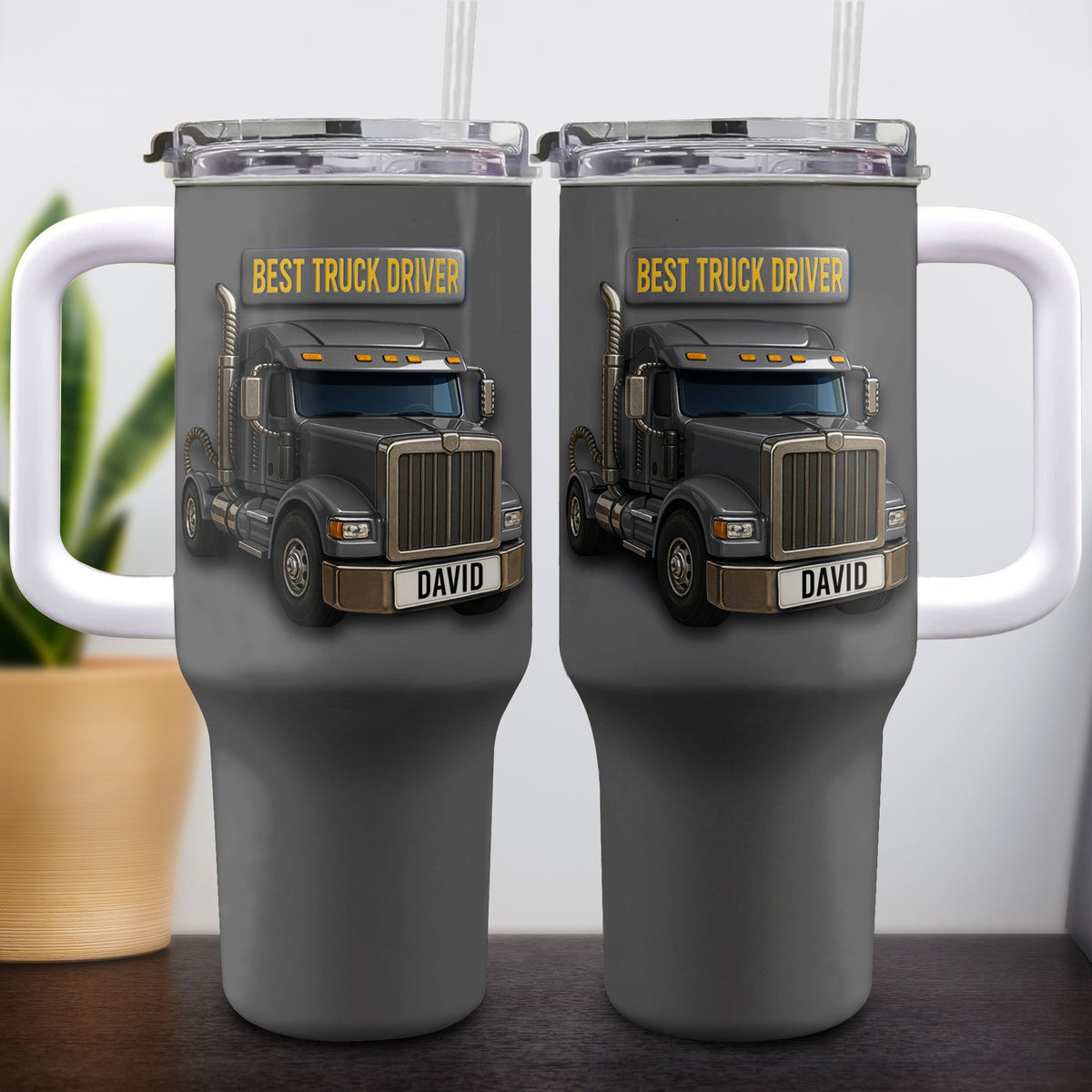 Best Truck Driver, Personalized 40oz Tumbler With Straw, Gift For Truck Drivers