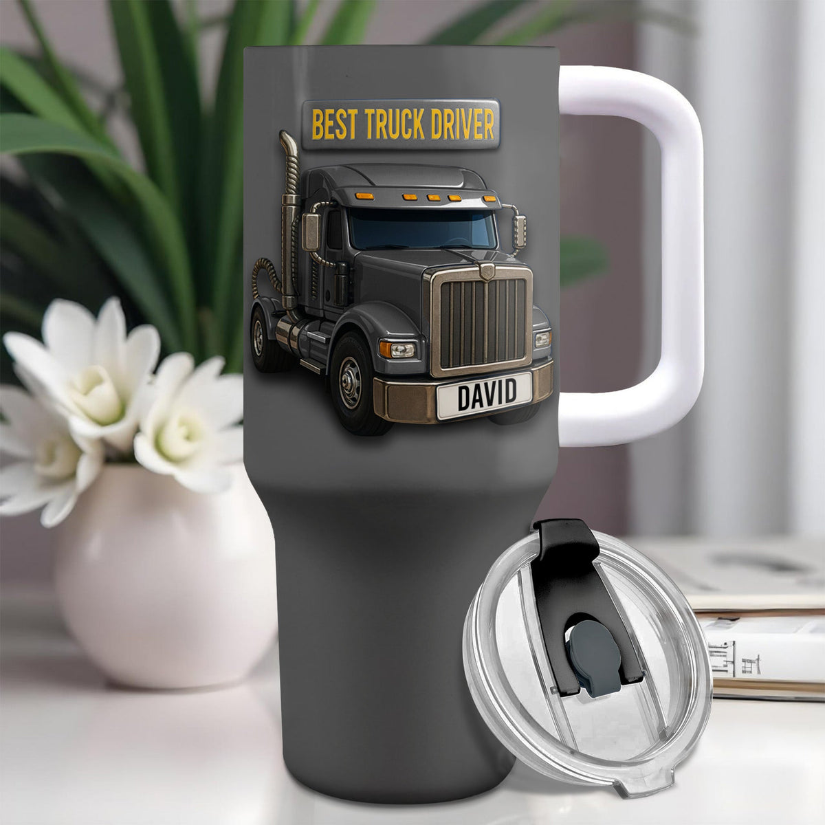 Best Truck Driver, Personalized 40oz Tumbler With Straw, Gift For Truck Drivers