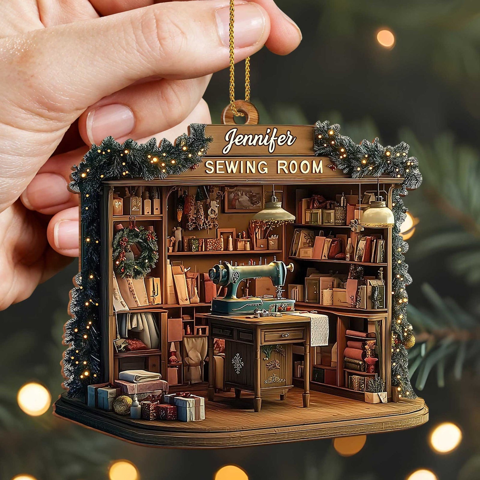 Celebrating The Joy Of Crafting Sewing Room Awaits, Custom Acrylic/ Wood Ornament, Gift For Crafters And Moms Christmas Gift Home decor