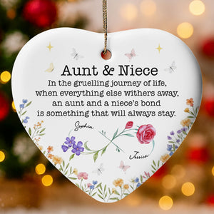 Aunt And Niece, Lifelong Bond With Roses And Butterflies, Ceramic Ornament, Gift For Family