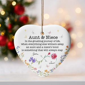 Aunt And Niece, Lifelong Bond With Roses And Butterflies, Ceramic Ornament, Gift For Family