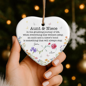 Aunt And Niece, Lifelong Bond With Roses And Butterflies, Ceramic Ornament, Gift For Family