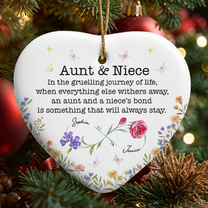 Aunt And Niece, Lifelong Bond With Roses And Butterflies, Ceramic Ornament, Gift For Family