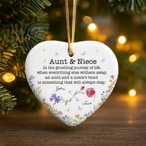 Aunt And Niece, Lifelong Bond With Roses And Butterflies, Ceramic Ornament, Gift For Family