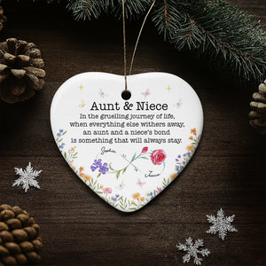 Aunt And Niece, Lifelong Bond With Roses And Butterflies, Ceramic Ornament, Gift For Family