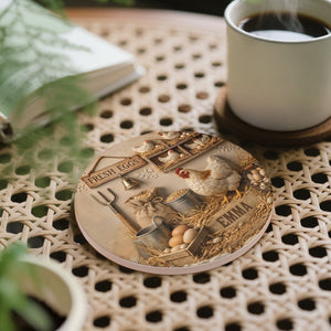Fresh Eggs Farmhouse Coaster, Ceramic Coaster, Gift For Chicken Lovers
