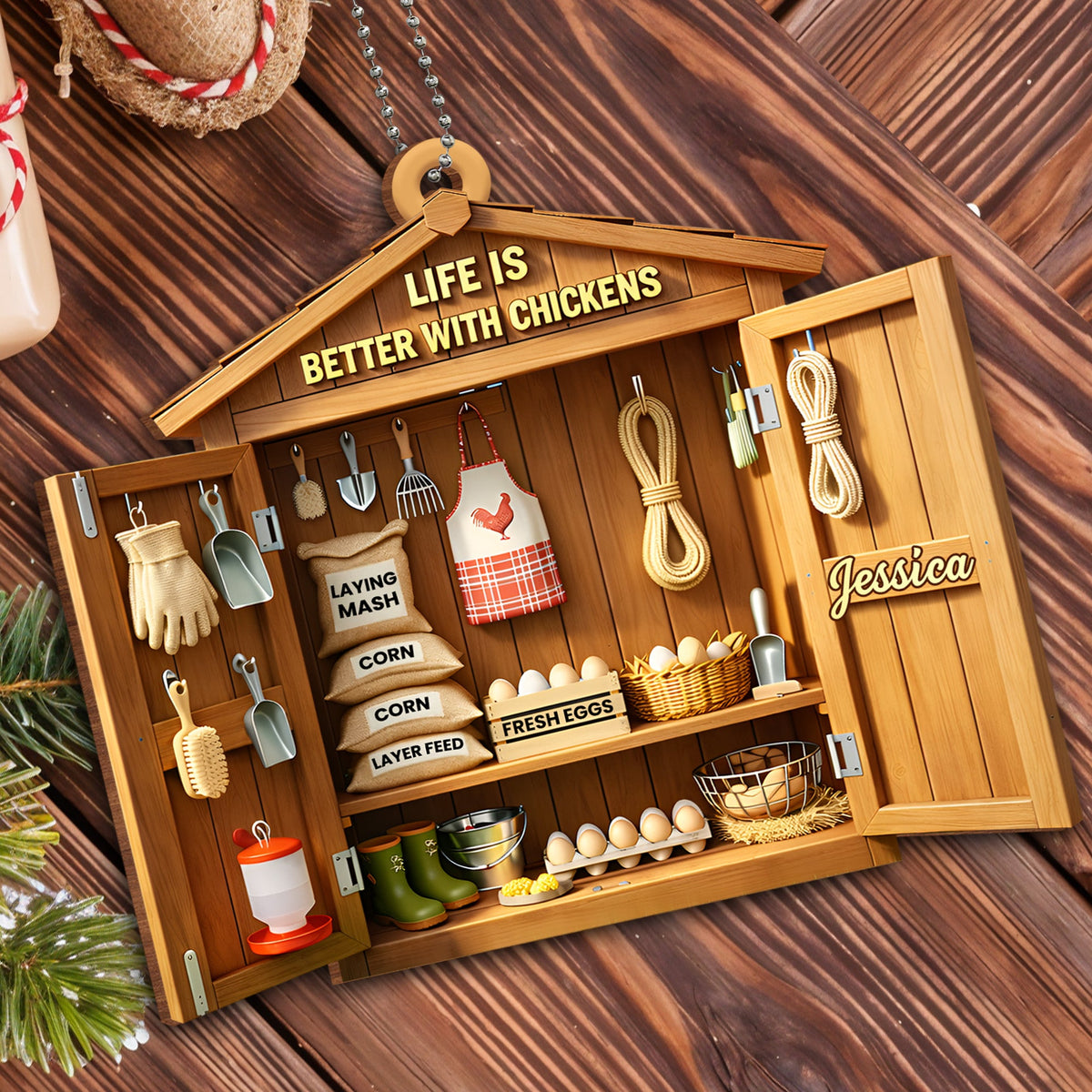Life Is Better With Chickens, Farm Life Essentials, Custom Wood Ornament, Gift For Farm Owners