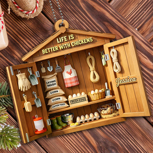 Life Is Better With Chickens, Farm Life Essentials, Custom Wood Ornament, Gift For Farm Owners