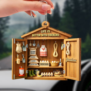 Life Is Better With Chickens, Farm Life Essentials, Custom Wood Ornament, Gift For Farm Owners