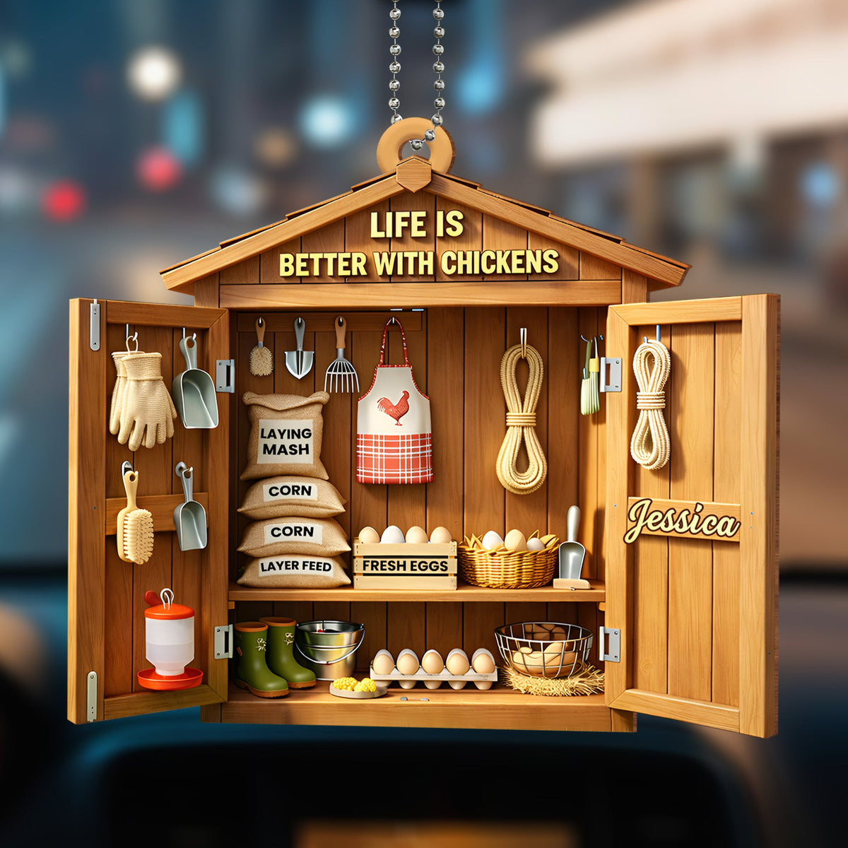 Life Is Better With Chickens, Farm Life Essentials, Custom Wood Ornament, Gift For Farm Owners