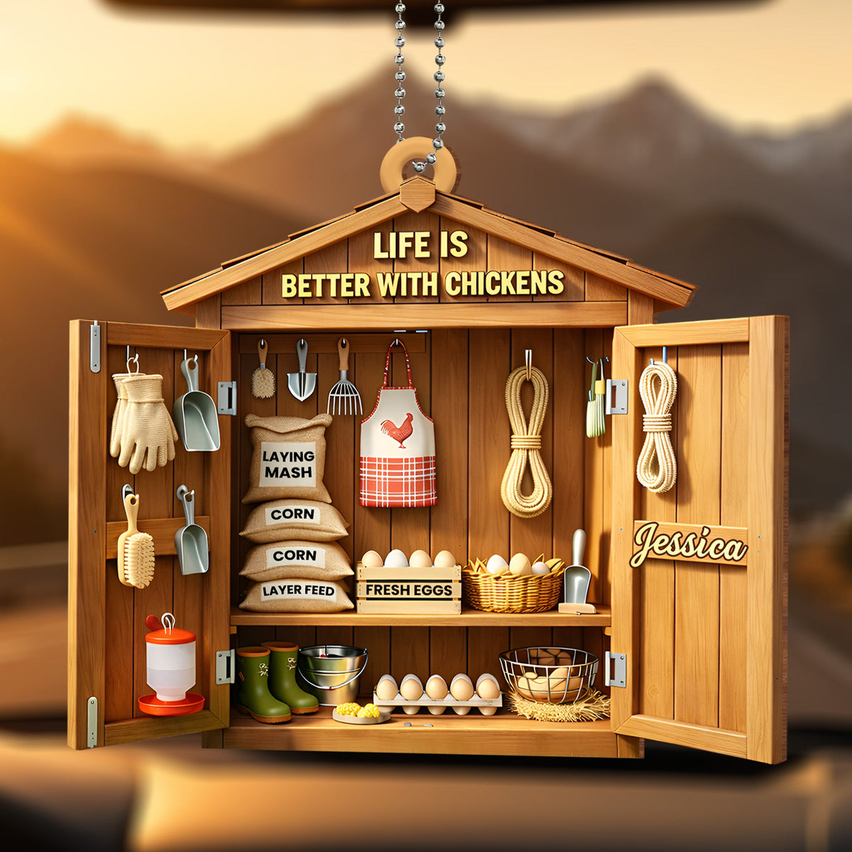 Life Is Better With Chickens, Farm Life Essentials, Custom Wood Ornament, Gift For Farm Owners