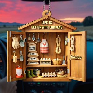 Life Is Better With Chickens, Farm Life Essentials, Custom Wood Ornament, Gift For Farm Owners