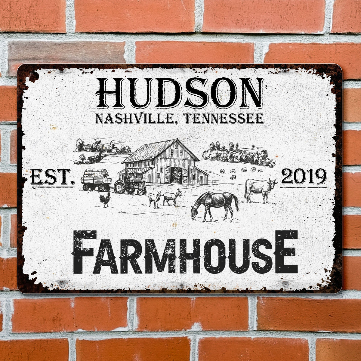 Established Farmhouse Nashville Tennessee Decor,Personalized Metal Sign,Gift For Family and Homeowners