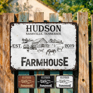 Established Farmhouse Nashville Tennessee Decor,Personalized Metal Sign,Gift For Family and Homeowners