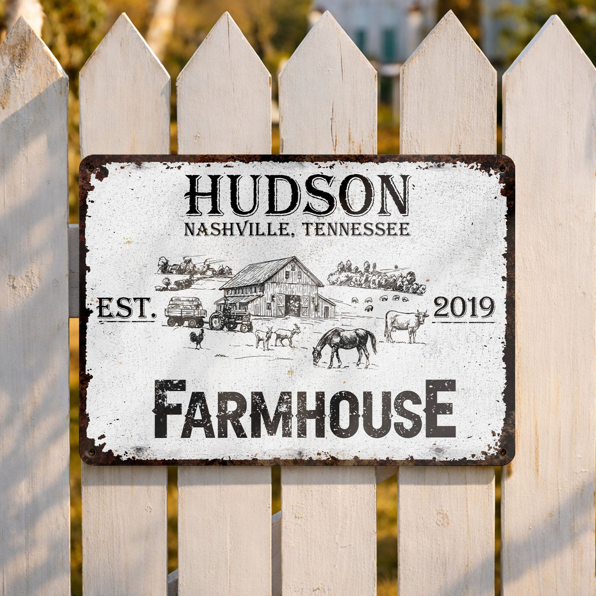 Established Farmhouse Nashville Tennessee Decor,Personalized Metal Sign,Gift For Family and Homeowners