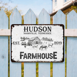 Established Farmhouse Nashville Tennessee Decor,Personalized Metal Sign,Gift For Family and Homeowners