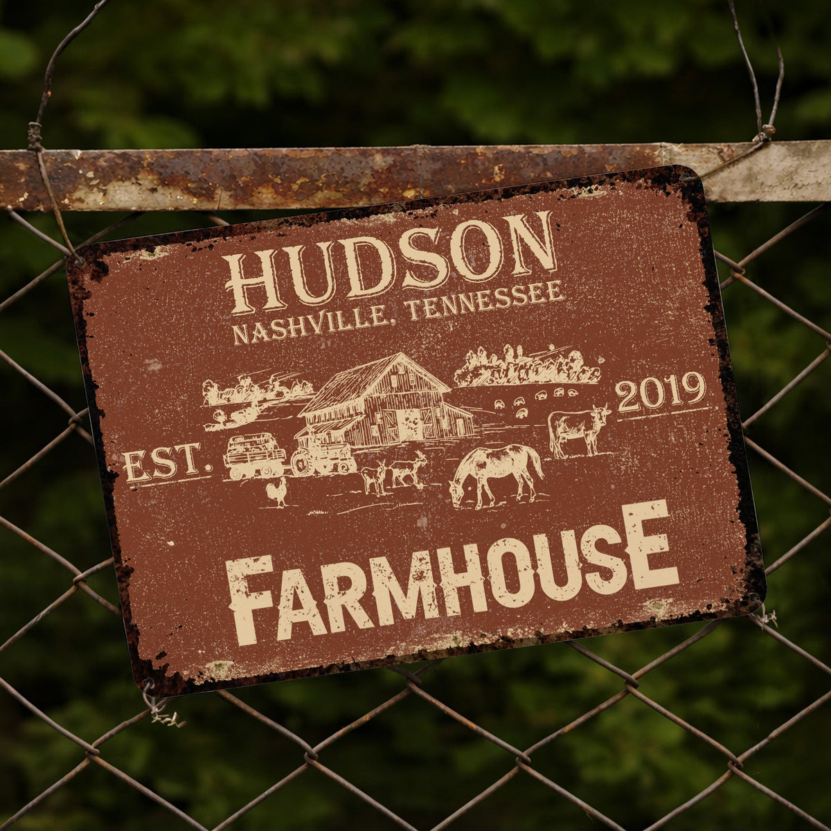 Established Farmhouse Nashville Tennessee Decor,Personalized Metal Sign,Gift For Family and Homeowners