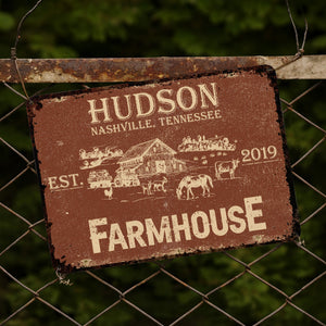 Established Farmhouse Nashville Tennessee Decor,Personalized Metal Sign,Gift For Family and Homeowners