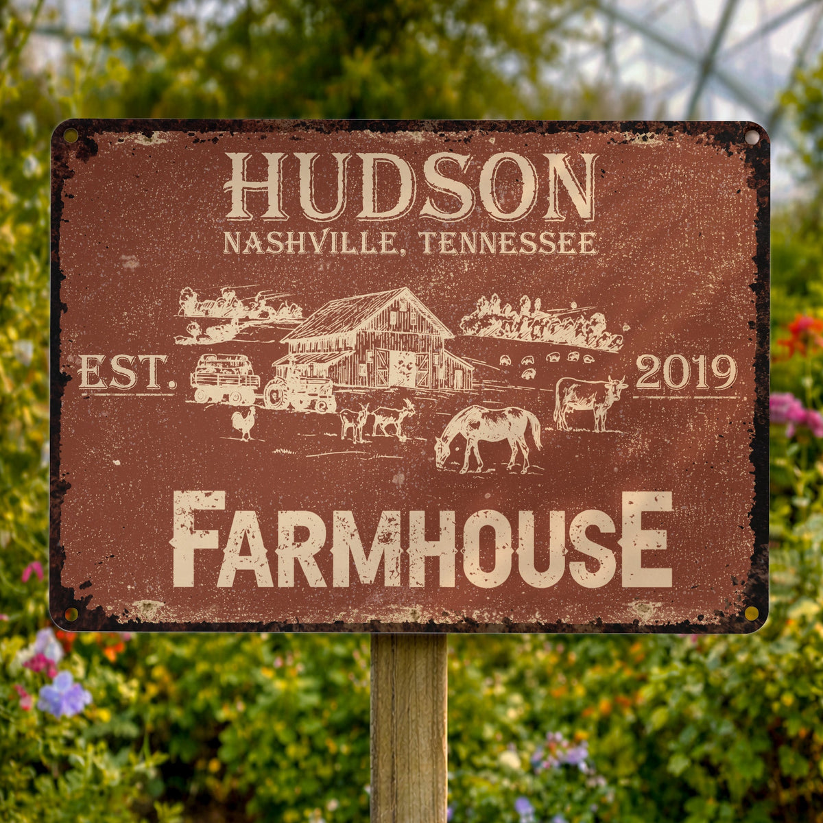 Established Farmhouse Nashville Tennessee Decor,Personalized Metal Sign,Gift For Family and Homeowners