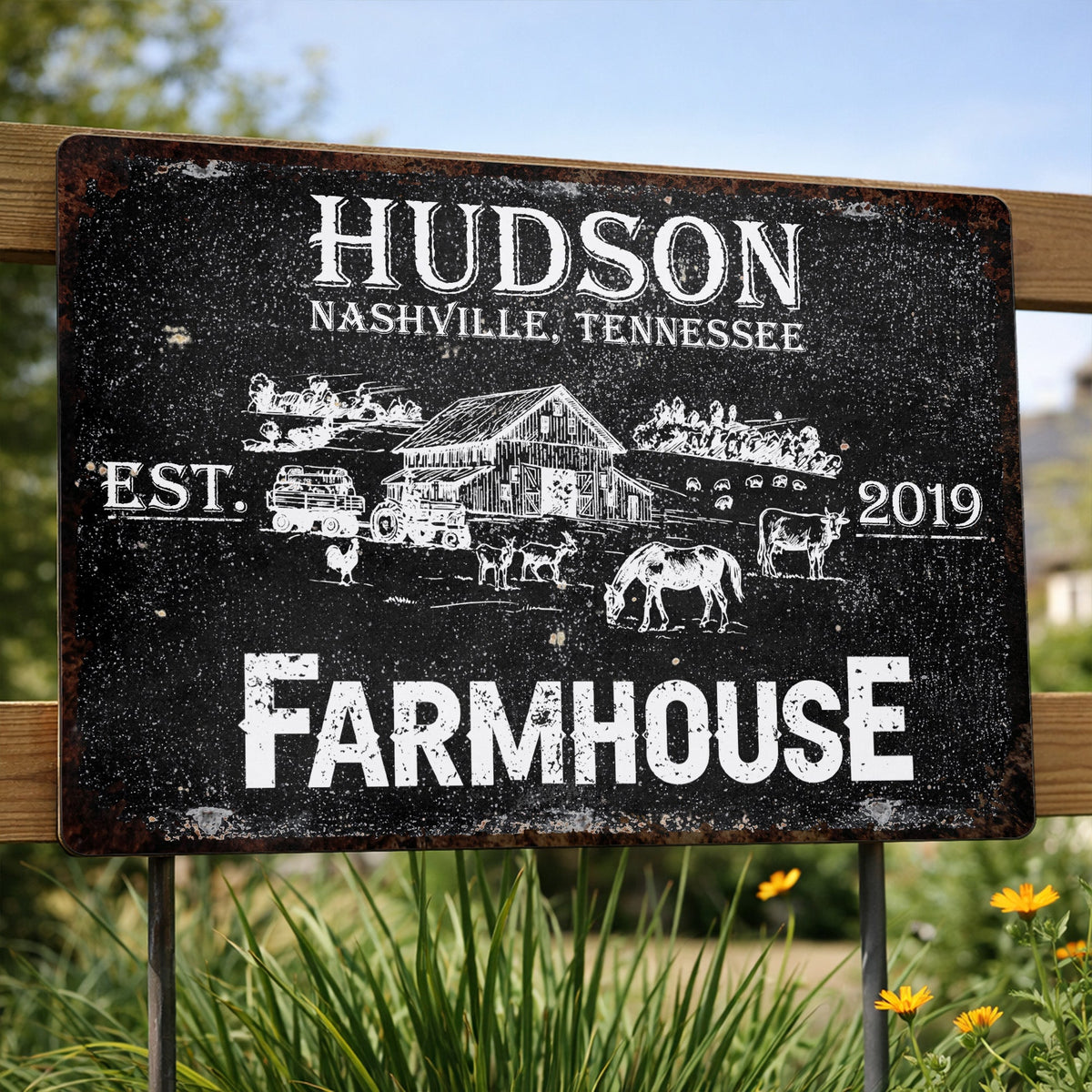 Established Farmhouse Nashville Tennessee Decor,Personalized Metal Sign,Gift For Family and Homeowners