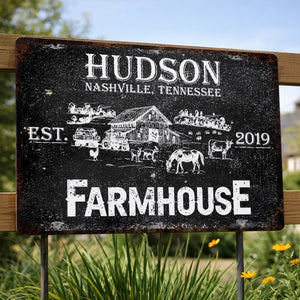 Established Farmhouse Nashville Tennessee Decor,Personalized Metal Sign,Gift For Family and Homeowners