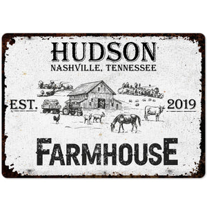 Established Farmhouse Nashville Tennessee Decor,Personalized Metal Sign,Gift For Family and Homeowners