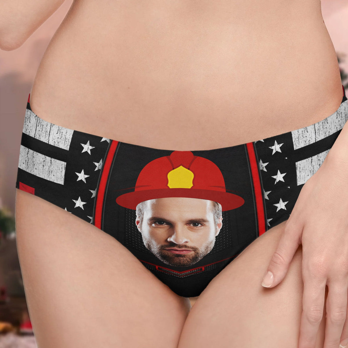 Celebrate Your Hero With Firefighter Helmet And American Flag Design, Personalized Women's Low-waisted Brief, Gift For Wives And Girlfriends