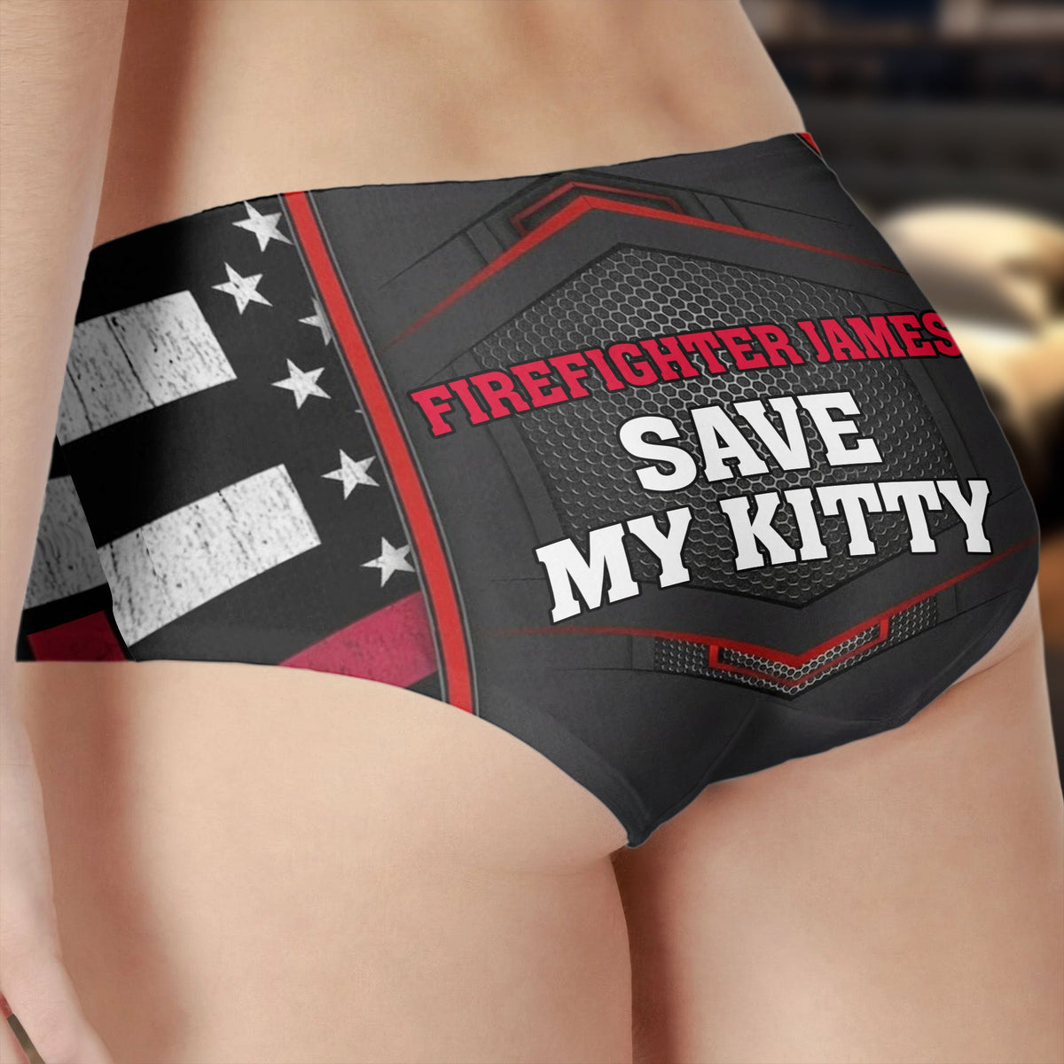 Celebrate Your Hero With Firefighter Helmet And American Flag Design, Personalized Women's Low-waisted Brief, Gift For Wives And Girlfriends