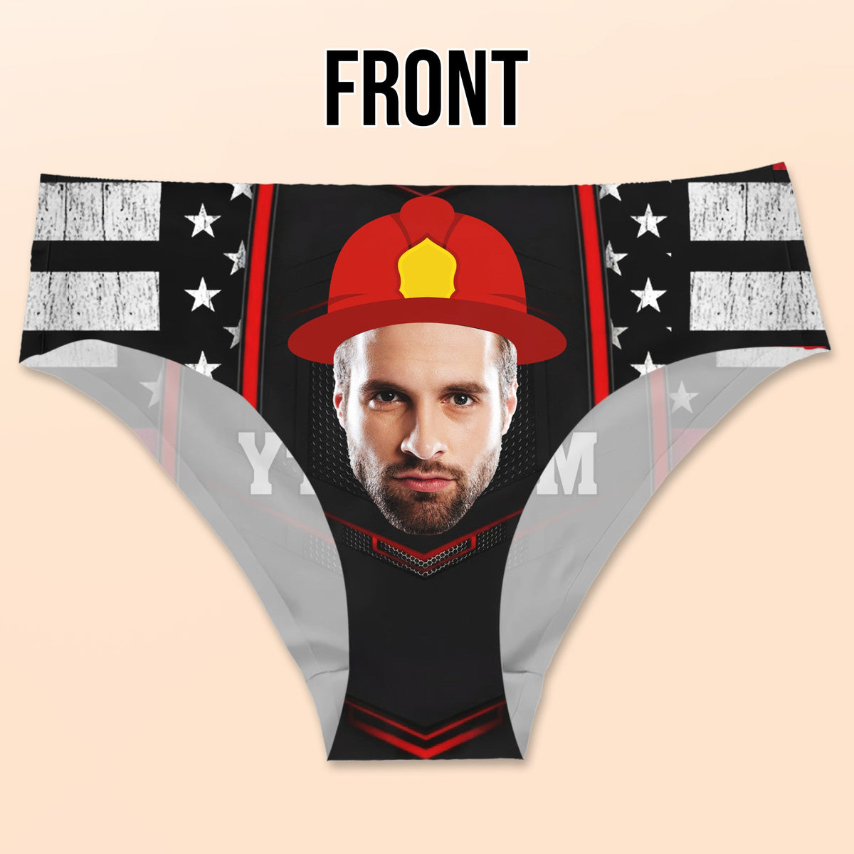 Celebrate Your Hero With Firefighter Helmet And American Flag Design, Personalized Women's Low-waisted Brief, Gift For Wives And Girlfriends