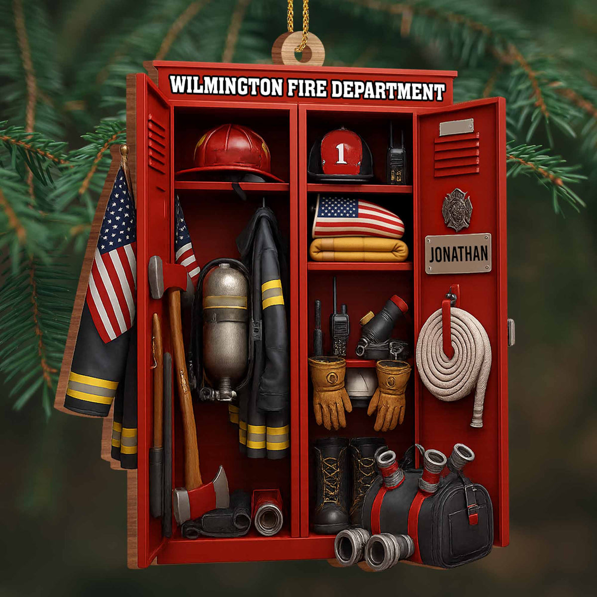 Custom Dedication For Dedicated Firefighter, Personalized Custom Wood Ornament, Gift For Firefighters